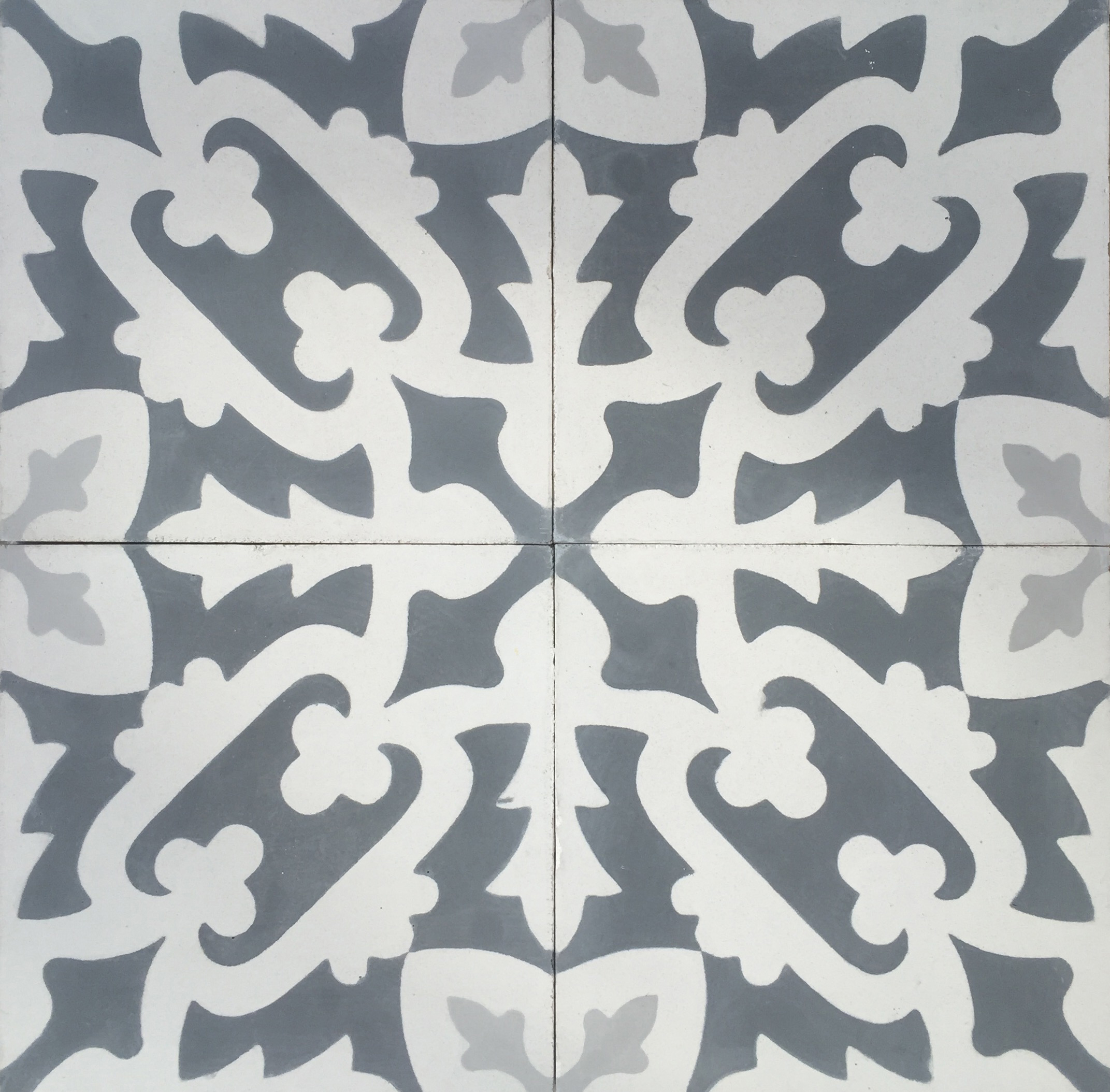 Bosque White Grey Encaustic Cement Tile